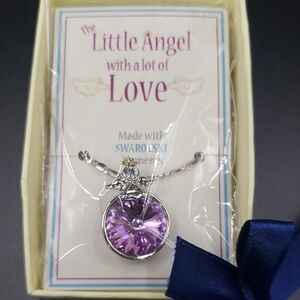 Noelle by Ganz NWT Swarovski Purple Crystal Pendant on Silvertone Necklace